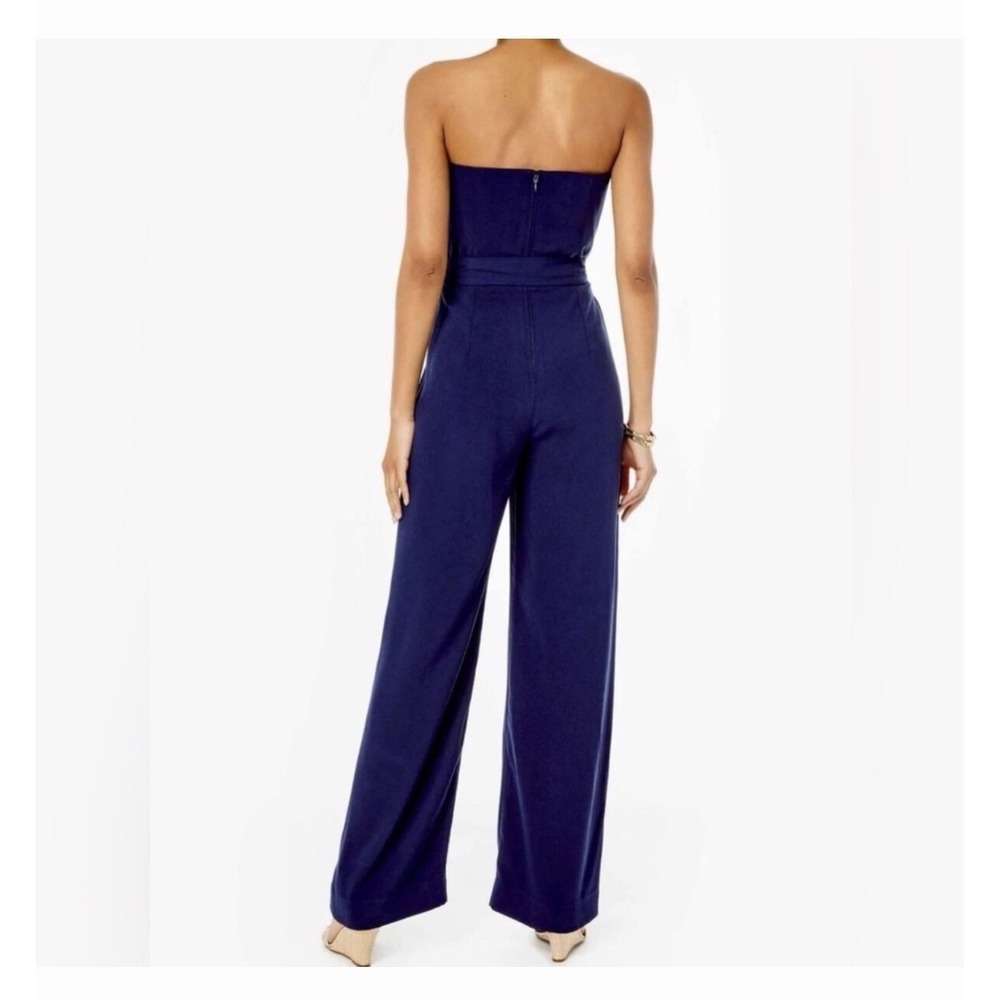 Lily‎ Pulitzer Strapless Kylo Navy Blue Jumpsuit Size 00 Wide Leg Crepe NWT 218 - Picture 3 of 14